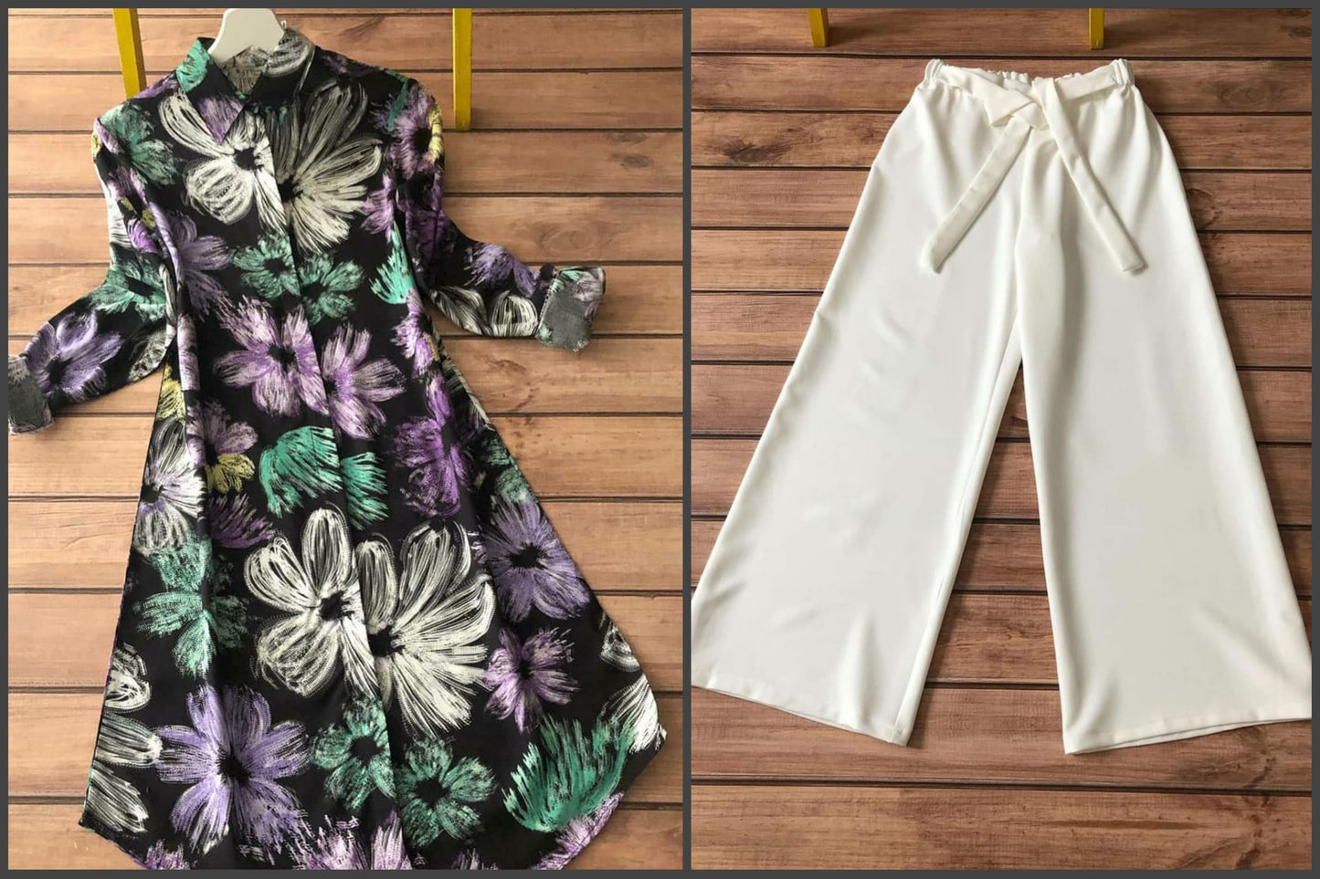 Floral & Geometric Print Kurti Palazzo Set