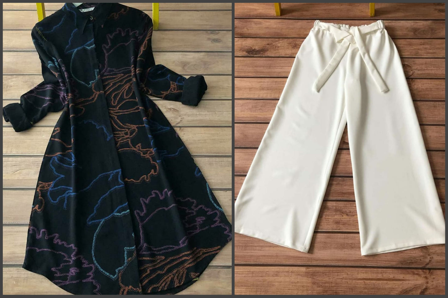 Floral & Geometric Print Kurti Palazzo Set