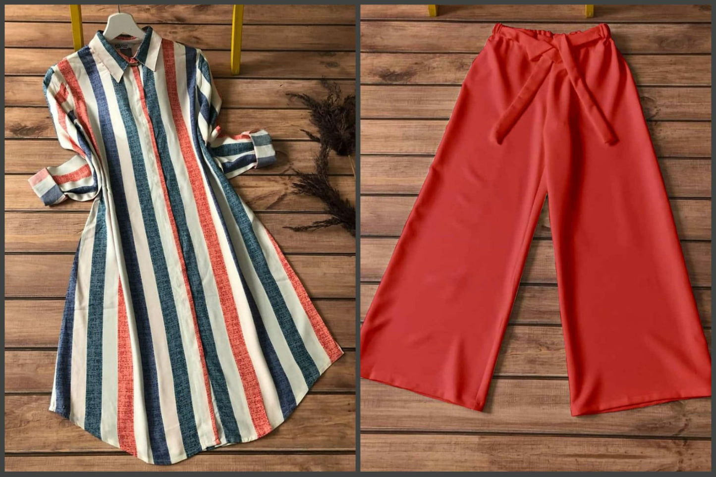 Floral & Geometric Print Kurti Palazzo Set