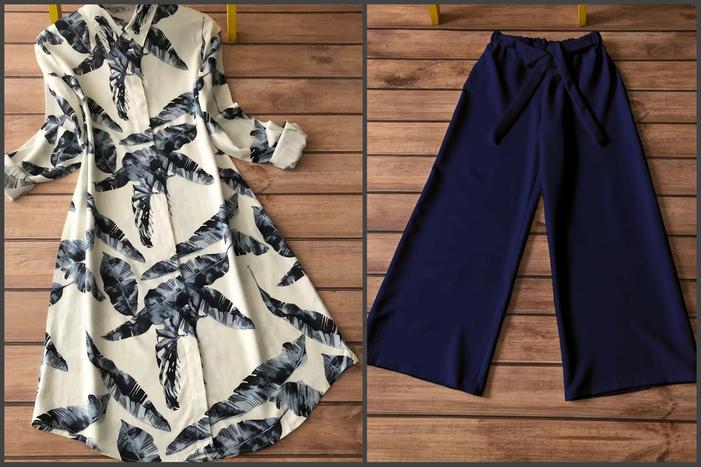 Floral & Geometric Print Kurti Palazzo Set