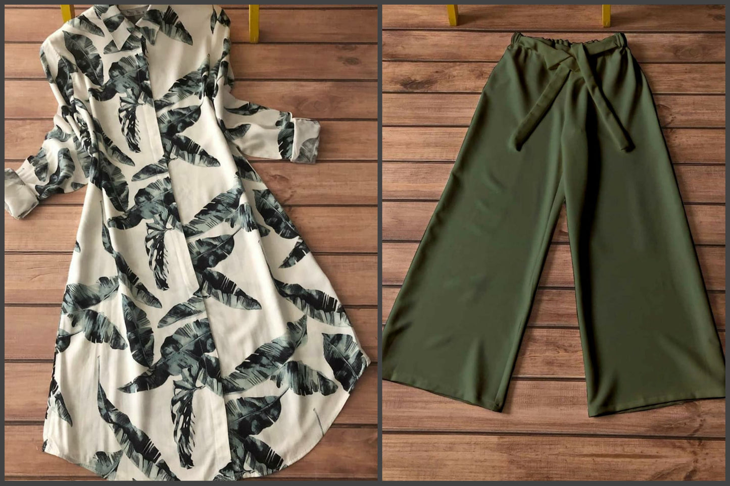 Floral & Geometric Print Kurti Palazzo Set