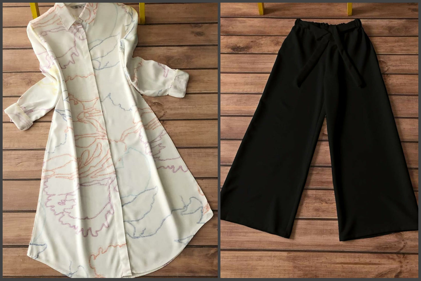 Floral & Geometric Print Kurti Palazzo Set