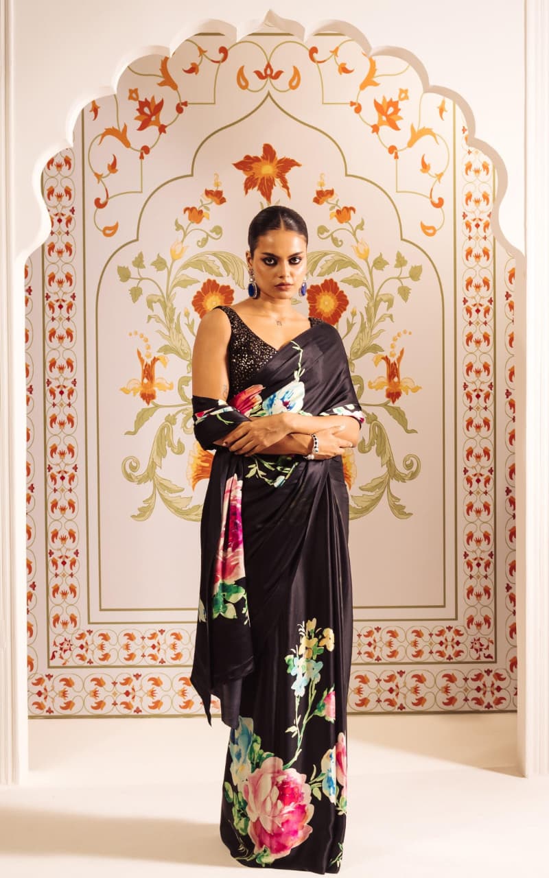 Off White Digital Printed Floral Original Japan Satin