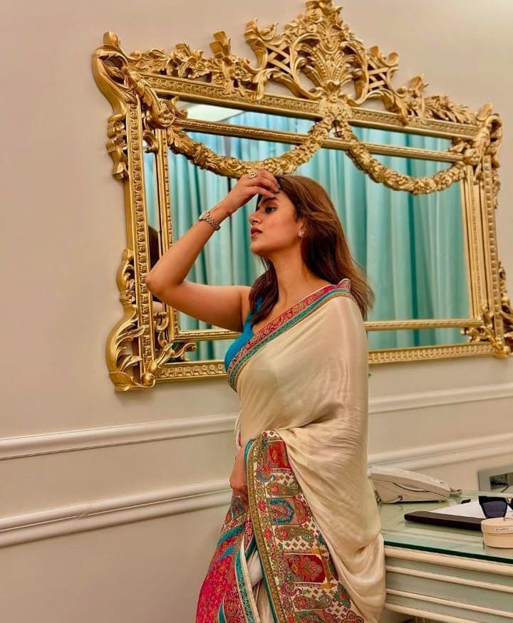 Cream Pashmina Inspired Work Digital Print Original Japan Satin (Devsena satin)