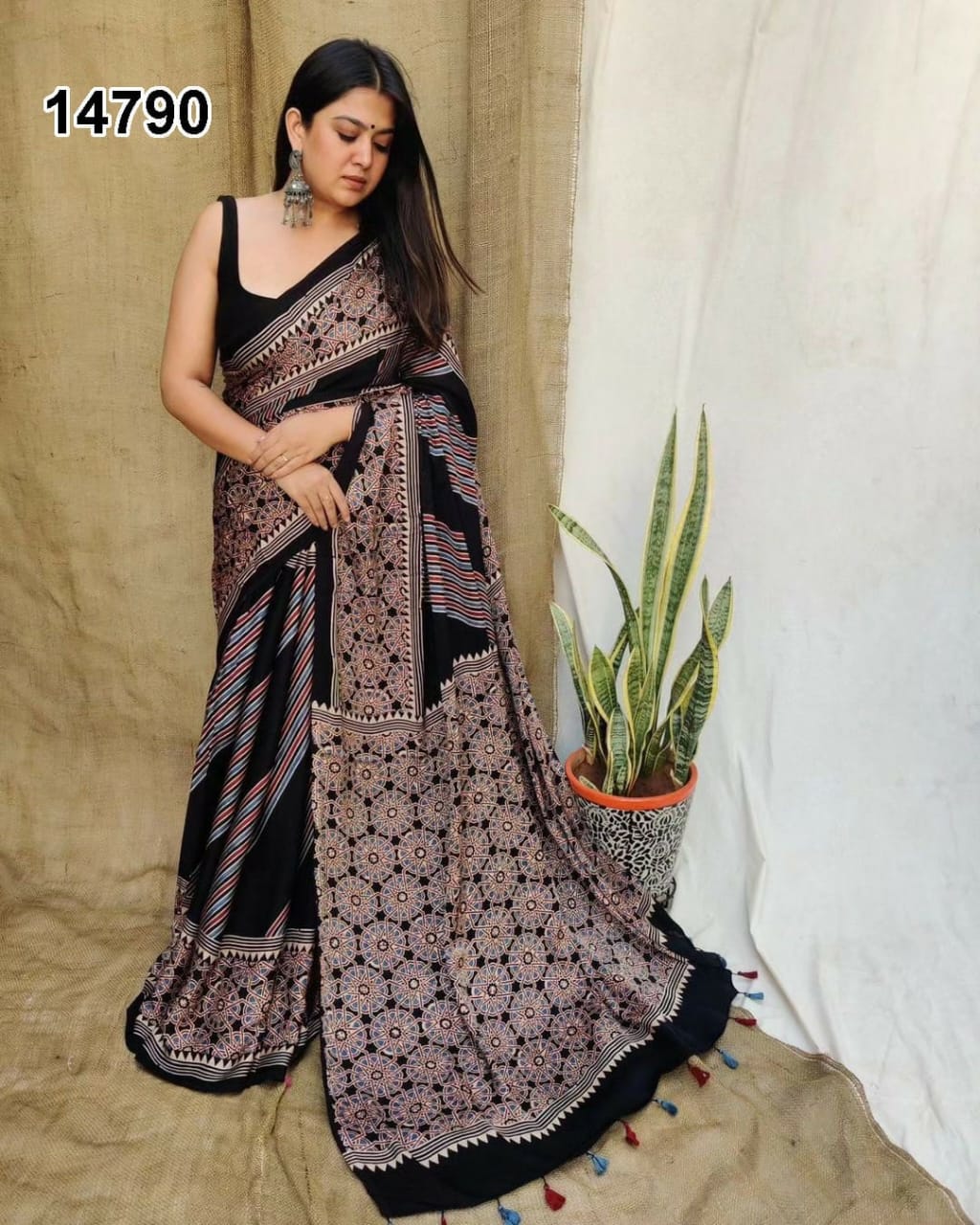 Black Digital Print Original Japan Satin (Devsena satin)