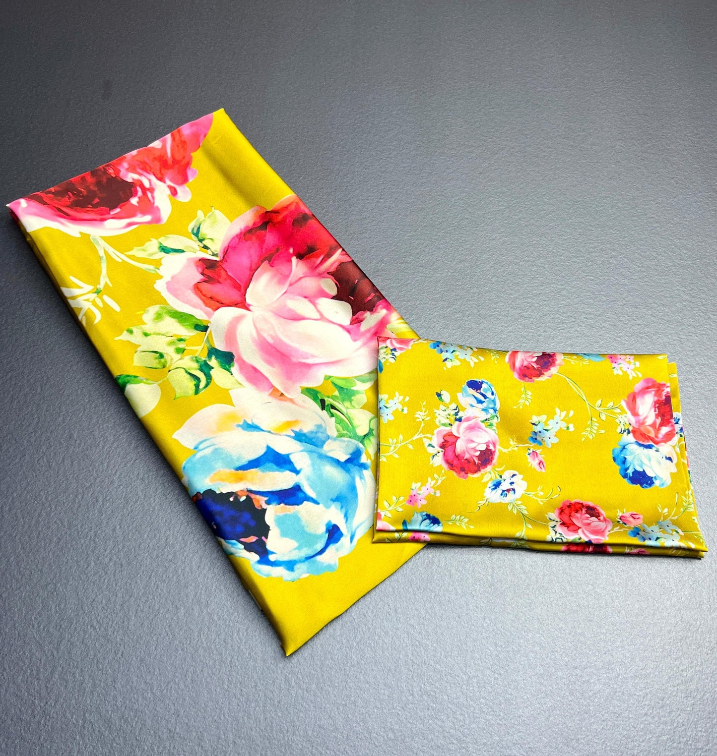 Firozi Floral Digital Printed  Original Japan Satin (Devsena satin)