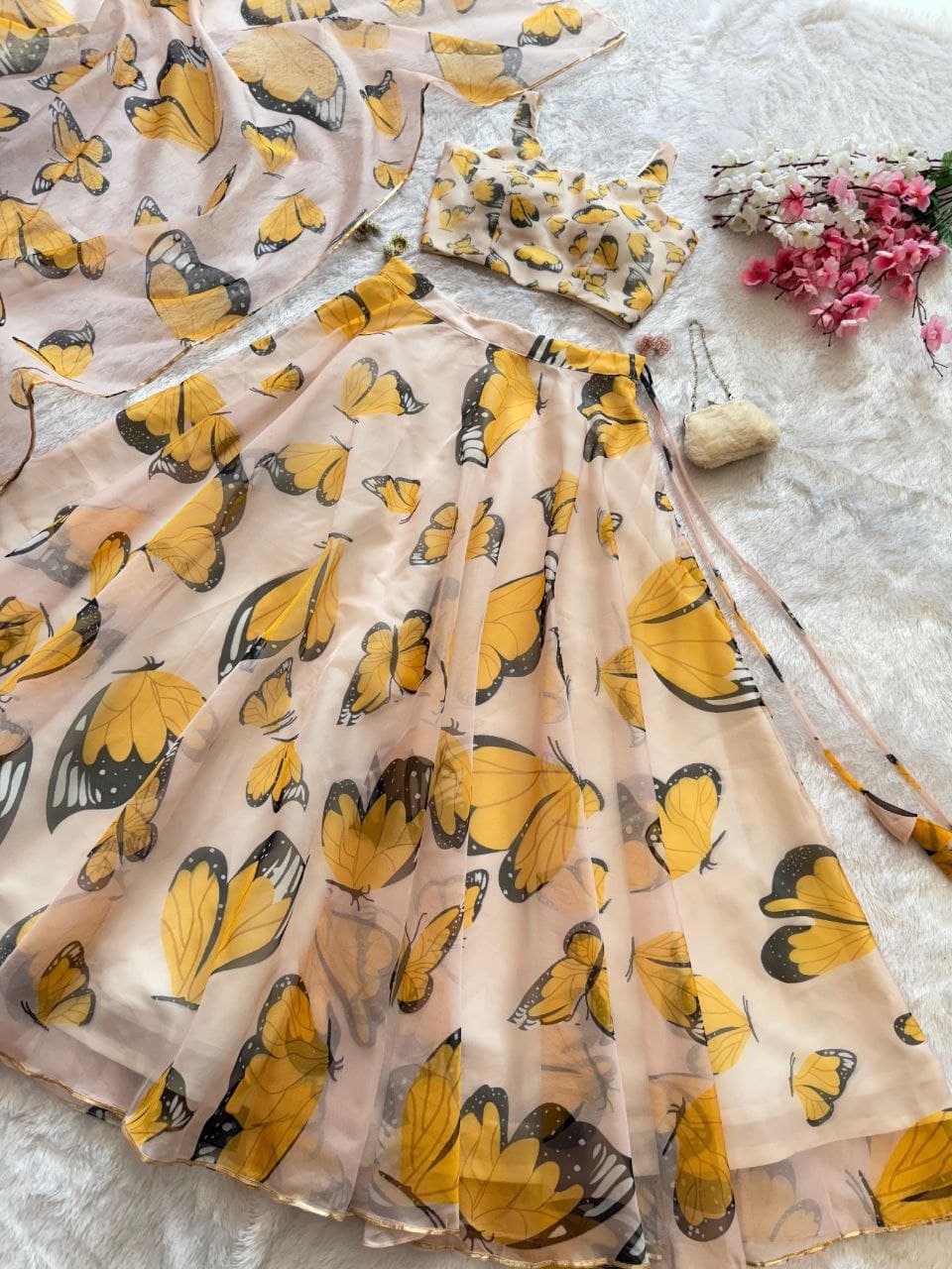 GOWN-Pure organza silk digital printed