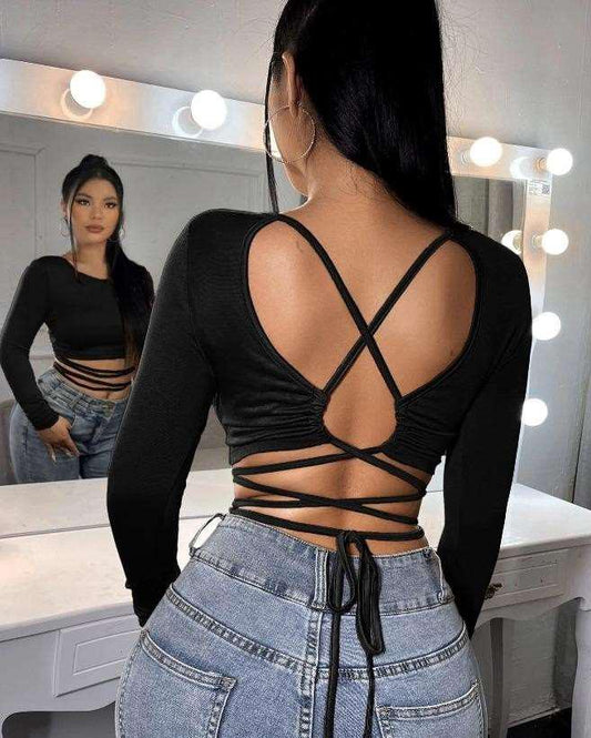Criss-Cross Open Back Crop Top