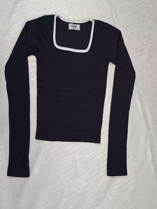 Long-Sleeve Ribbed Knit Top