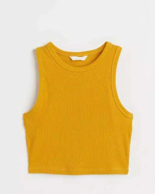 Mustard Yellow Rib-Knit Racerback Crop Top