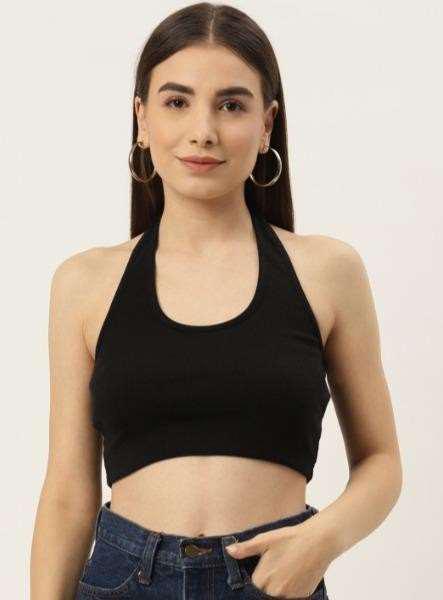 Ribbed Halter Neck Crop Top