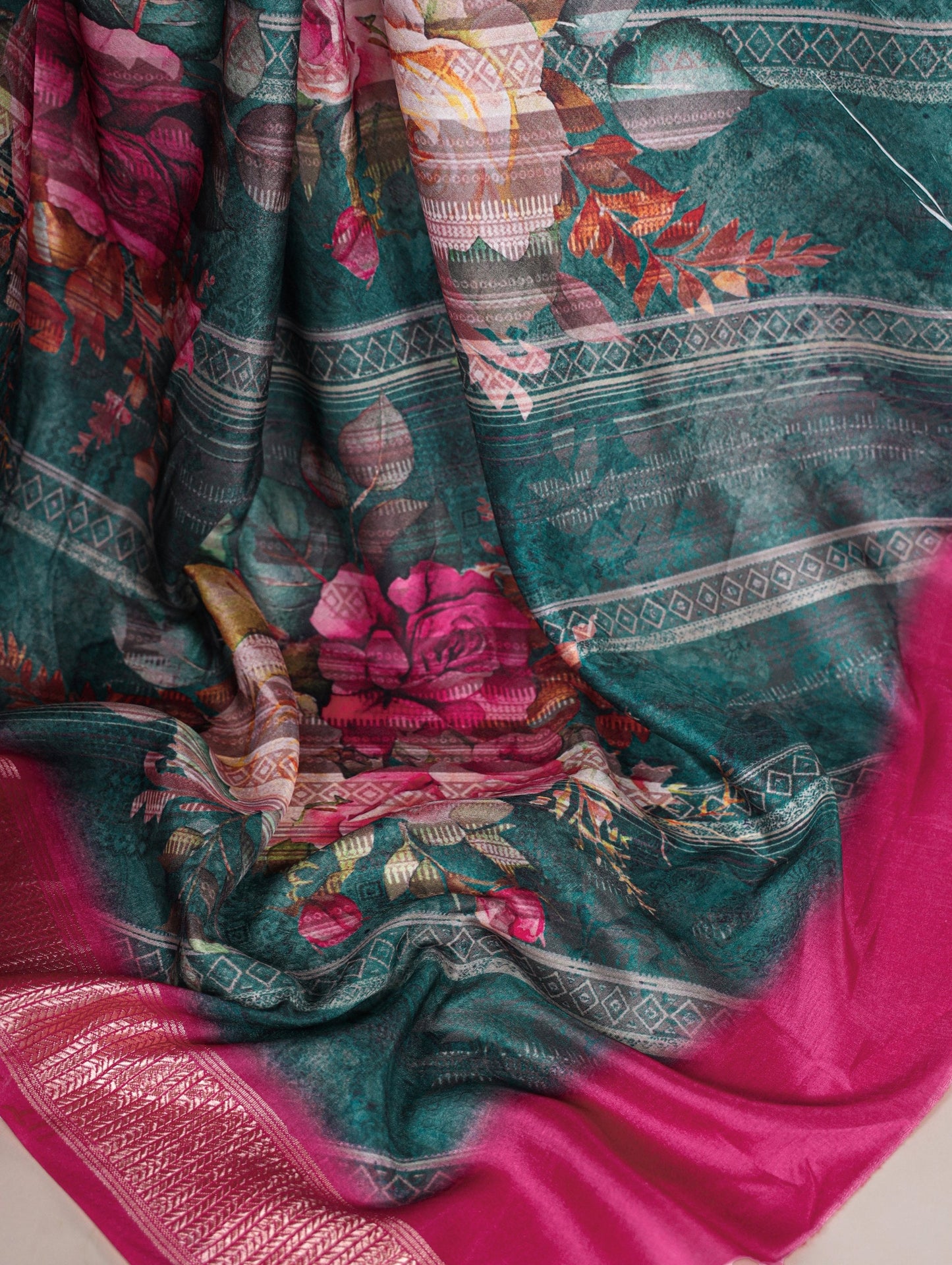 Tasar Silk With Viscose Border